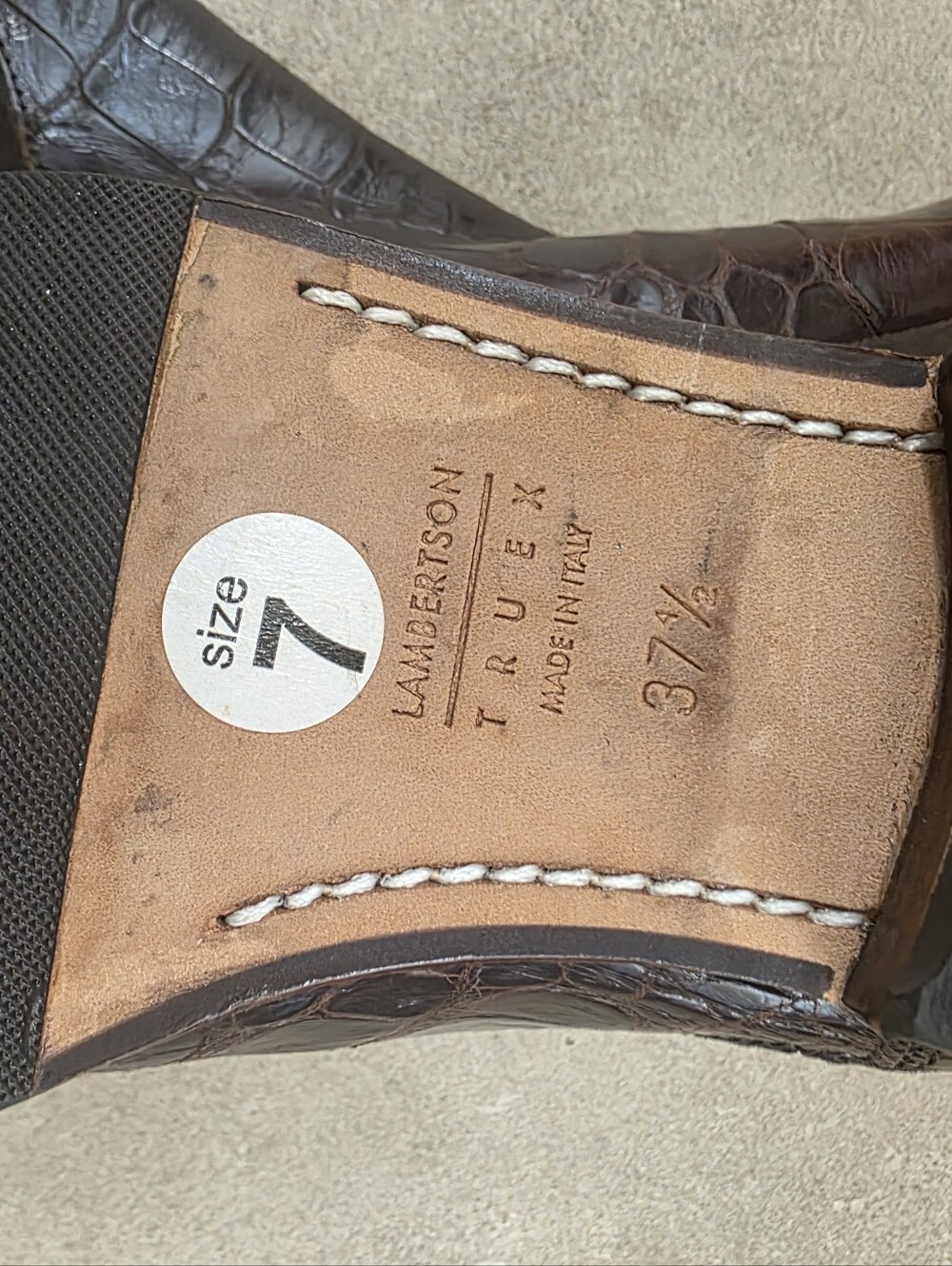 Vintage Lambertson Truex Dark Brown Croc-Embossed Leather Chelsea Boots 37.5/7 - Picture 10 of 12